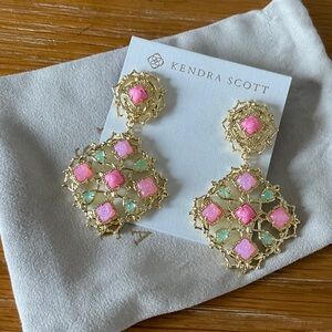 Kendra Scott Gold and Pink Dangle Earrings